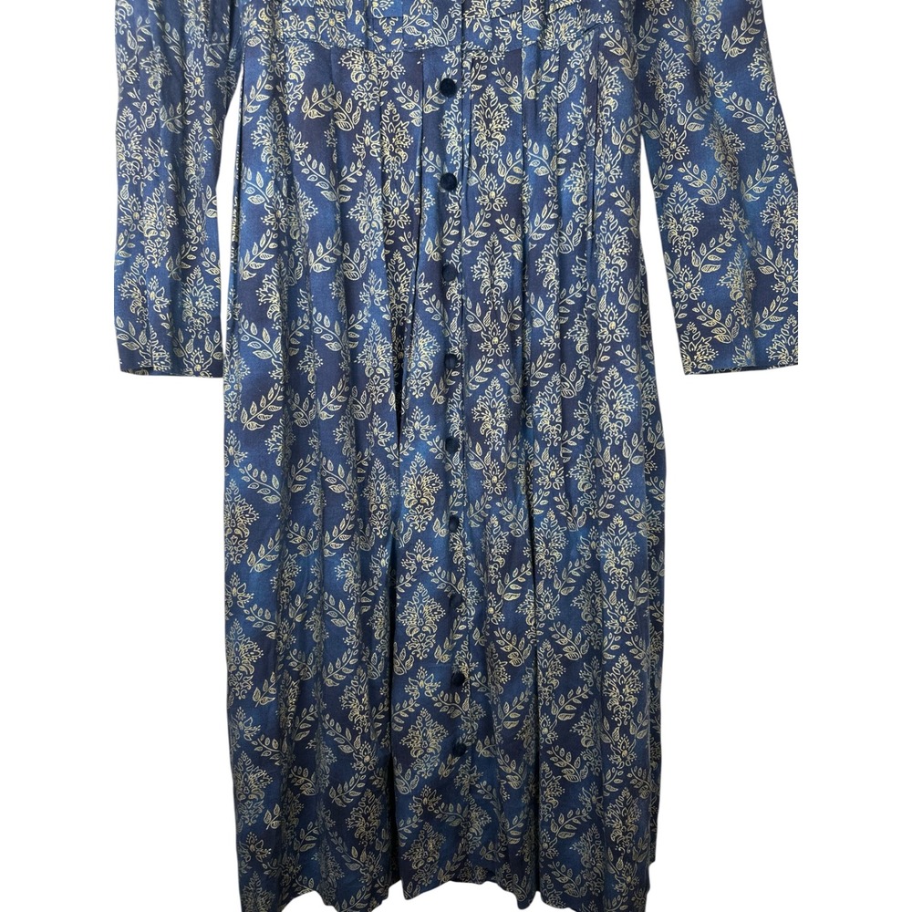 Vintage Karin Stevens Midi Dress 12 Blue Prairie Cottagecore Dark Academia Boho - Picture 11 of 11